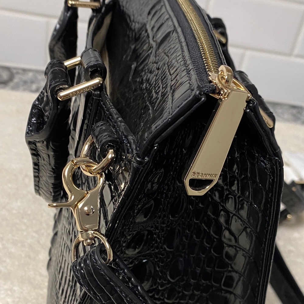 NWOT Brahmin Black Crocodile-Embossed Shoulder Bag - Picture 7 of 10
